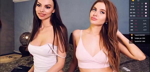  Horny camgirls naked , topless compare their boobs